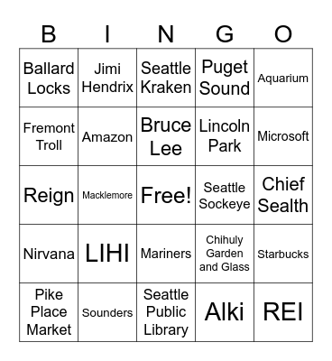 Seattle Bingo 6372523544ewr2653456 Bingo Card