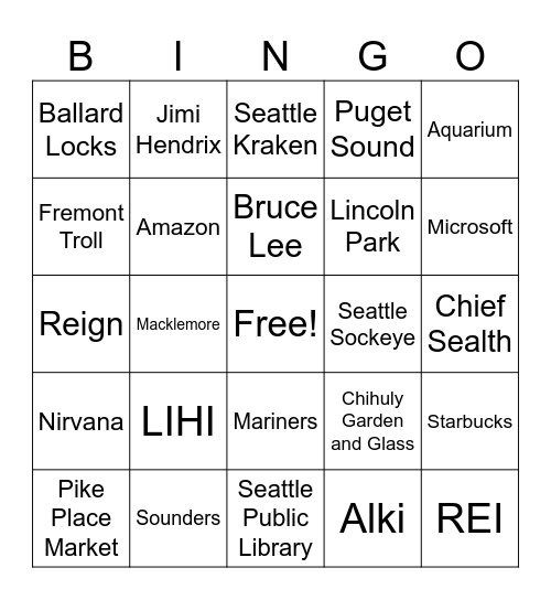 Seattle Bingo 6372523544ewr2653456 Bingo Card