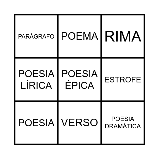 BINGO POÉTICO Bingo Card