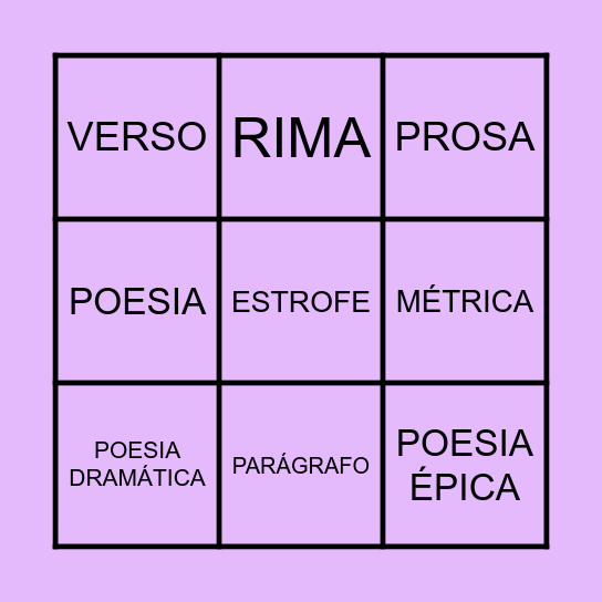 BINGO POÉTICO Bingo Card