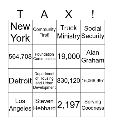 Taxes are fun! Bingo Card