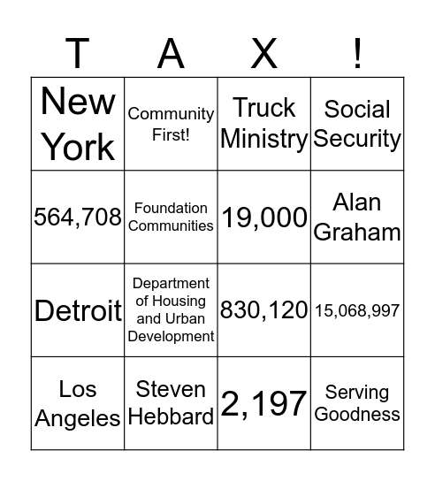 Taxes are fun! Bingo Card