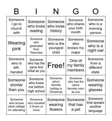 Get to Know The Guest Bingo Card