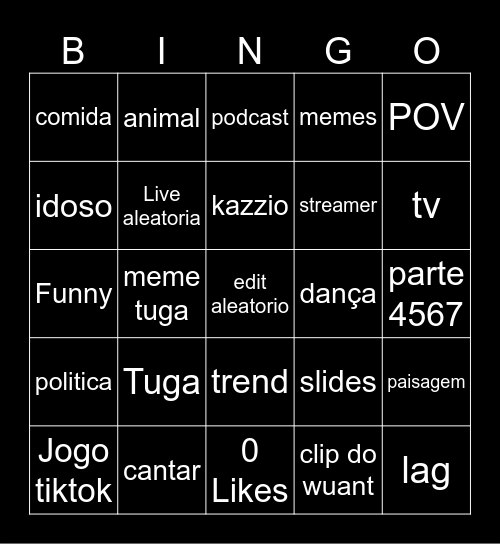 TikTok Bingo Card