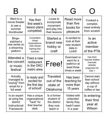 Find Someone Who ... Bingo Card
