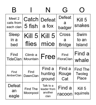 Cat Craft Bingo Card