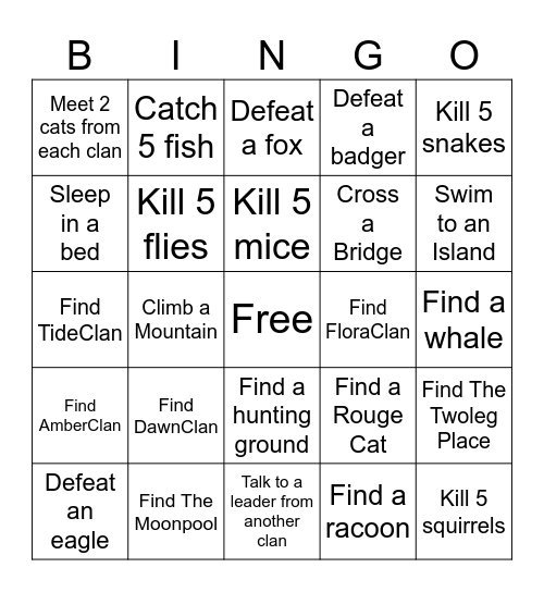 Cat Craft Bingo Card
