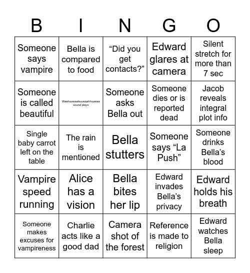 Twilight Night Bingo Card