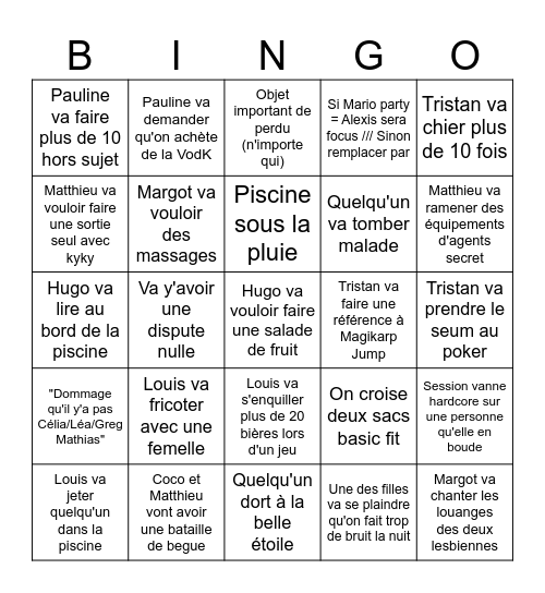 Auvergne Bingo Card