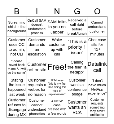 NetApp Bingo Card