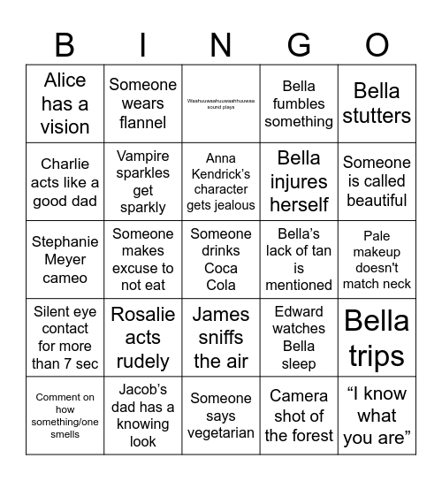 Twilight Night Bingo Card