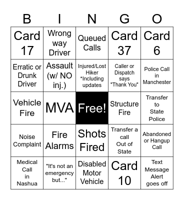 Dispatcher BINGO Card