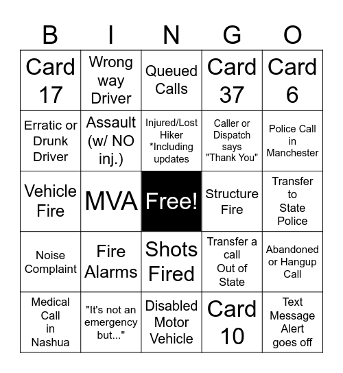 Dispatcher BINGO Card