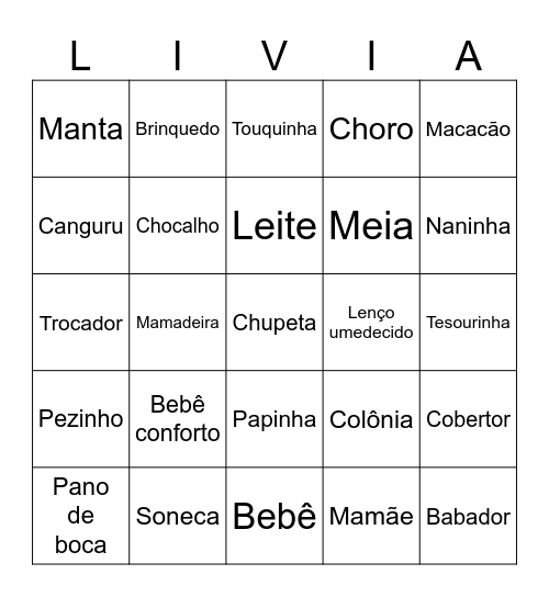 Bindo da Lívia Bingo Card