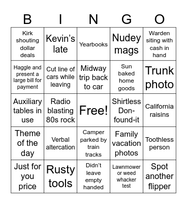 Flea Market Bingo Card