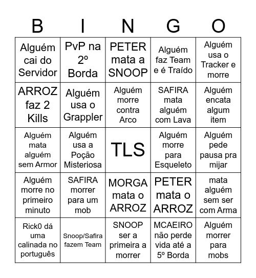 THE LAST SURVIVOR - BINGO Card