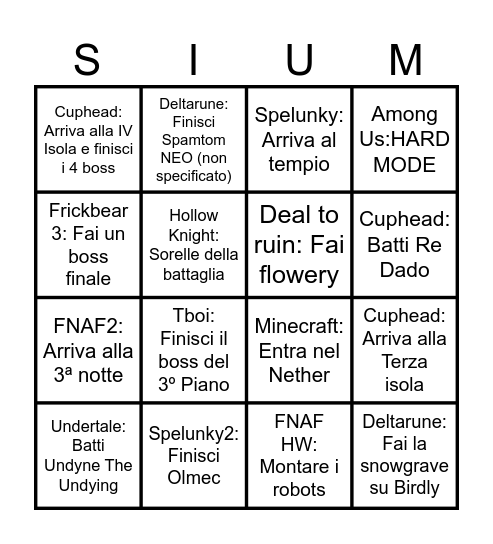Autista Bingo Card