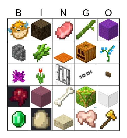 Minecraft Bingo Card