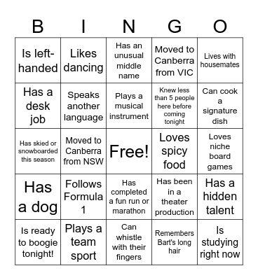 People Bingo! Bingo Card