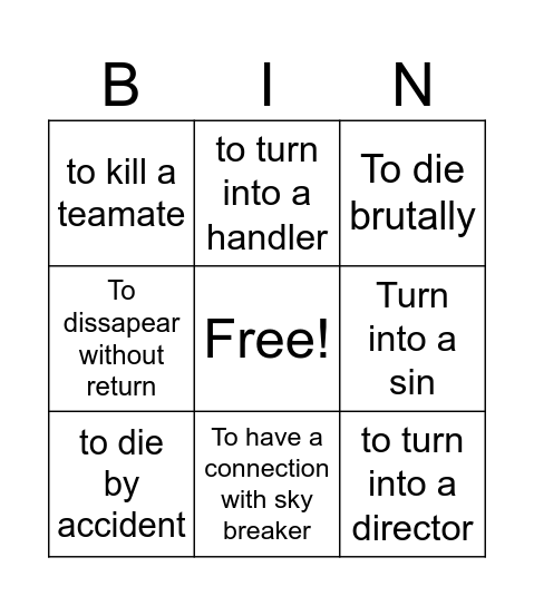 Most likely operative to: Bingo Card