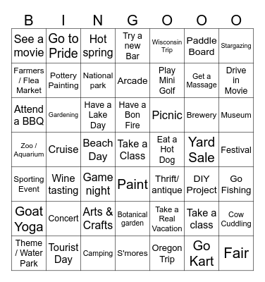 Summermaxxing Bingo Card
