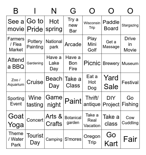 Summermaxxing Bingo Card