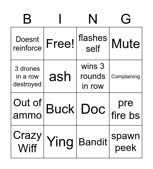 hunter Bingo Card