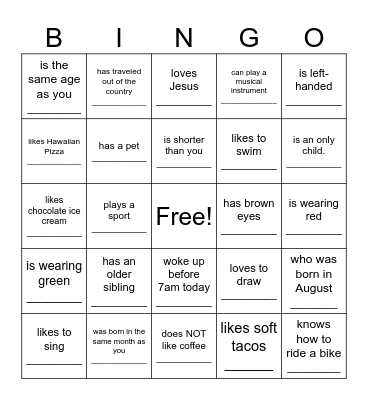 FIND SOMEONE WHO... Bingo Card