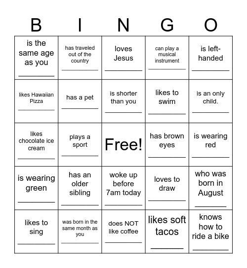 FIND SOMEONE WHO... Bingo Card