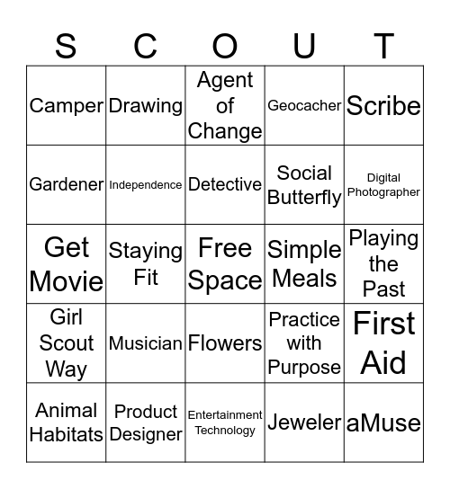 Girl Scout Bingo Card