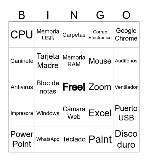 Super Bingo Tecnológico Bingo Card