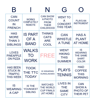 FIND SOMEONE WHO... Bingo Card