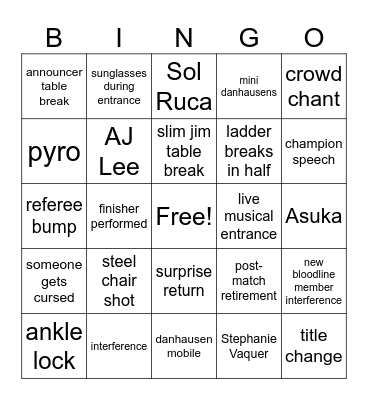 WWE SummerSlam 2026 Minnesota Bingo Card