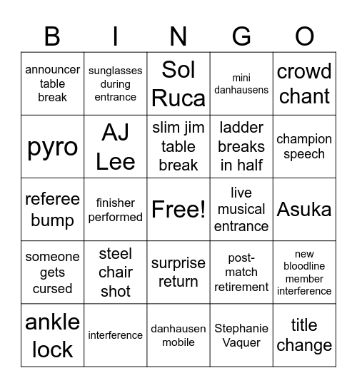 WWE SummerSlam 2026 Minnesota Bingo Card