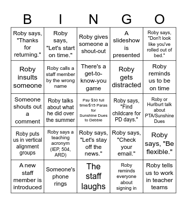 Staff PD BINGO Card
