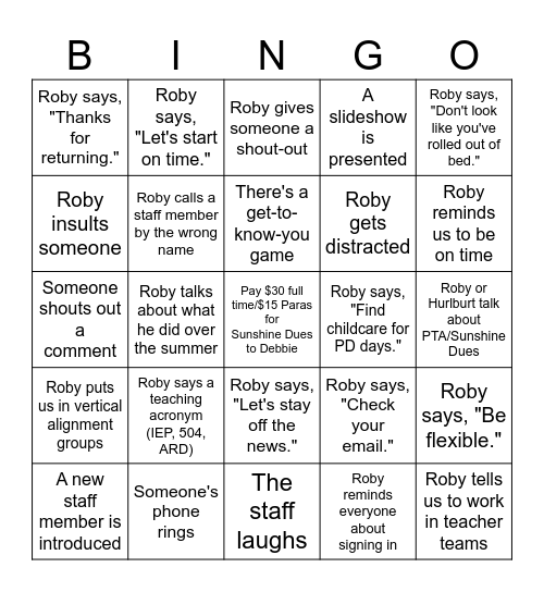 Staff PD BINGO Card