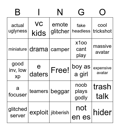 mm2 bingoooo Bingo Card