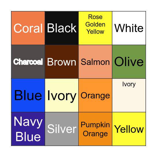 Colour Bingo Card