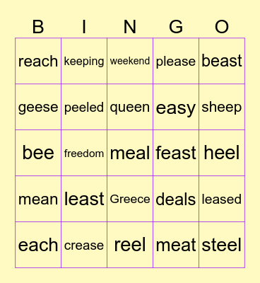 ea/ee Bingo Card