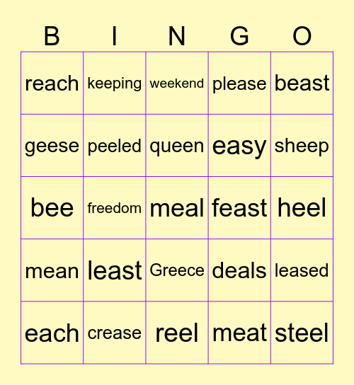 ea/ee Bingo Card