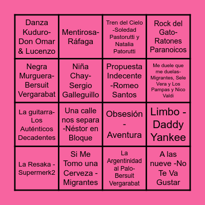 BINGO MUSICAL Bingo Card