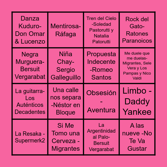 BINGO MUSICAL Bingo Card