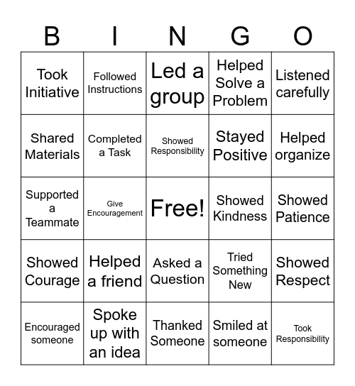 Leadership Bingo Card