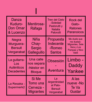 BINGO MUSICAL Bingo Card