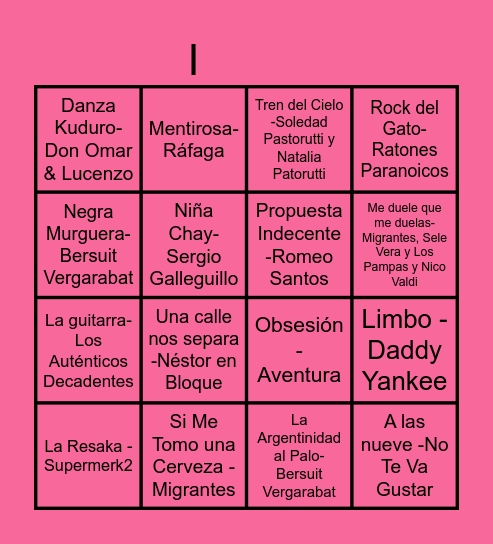 BINGO MUSICAL Bingo Card