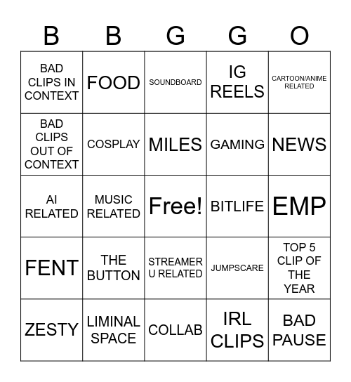 CLIPS BINGO 2026 Bingo Card