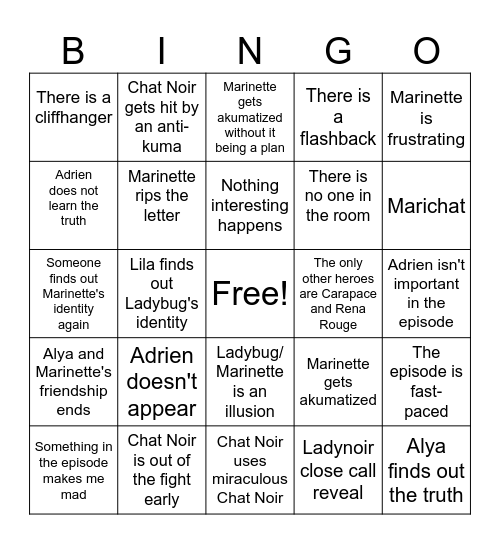 Miraculous Secret Protocol and Nemesis Bingo Card