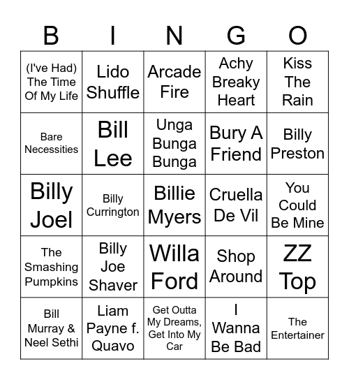 Bills, Bills, Bills Bingo Card