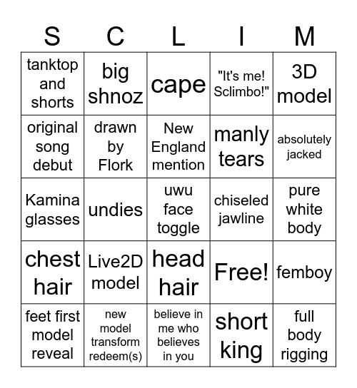 Sclimbo Debut Bingo Card