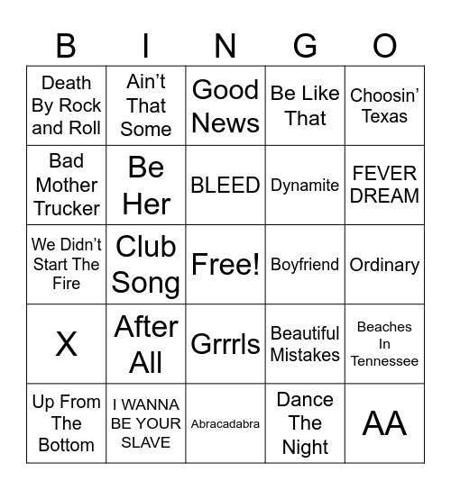 Best Of The 2020's (So Far) Bingo Card